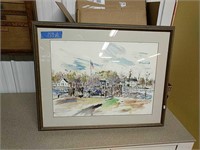 Jack Lewis Watercolor Woodland Ferry 34 Inches