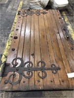Vintage Solid Wood and Iron Strapped Door