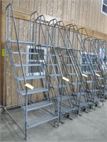 (4) 7' Aircraft Type Roll-Around Warehouse Ladders