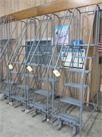 (4) 6' Aircraft Type Roll-Around Warehouse Ladders