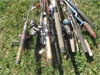 Lot of Various Fishing Rods and Reels