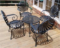 WROUGHT IRON TABLE WITH 4 CHAIRS