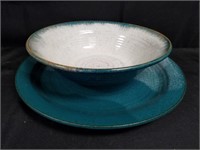 LARGE HANDMADE POTTERY BOWL AND CHARGER