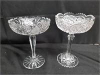 PAIR OF CUT CRYSTAL / GLASS COMPOTES