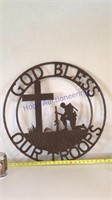 God Bless Our Troops 24 inch round metal sign