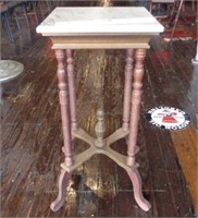 Antique Plant Stand Table w/ Marble Top