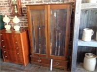 Wood Gun Cabinet with Storage - Holds 12