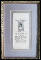 Herrmann, Adelaide. Framed  Advertisement