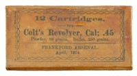 RARE Early Sealed Box of Colt .45 Ammo Dated 1874