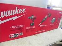 Unused Milwaukee M28 cordless 4  tool kit