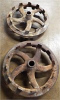 Two Heavy Cast Iron Sprocket Wheels