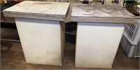 Two Poly Resin Storage Tubs with Wood Covers