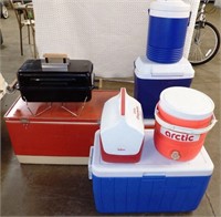 Lot of Picnic Coolers - Jugs - LP Grill