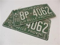 Lot de paire de plaques du Québec 1970