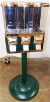 Triple Candy / Gumball Vending Machine on Pedestal