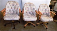 Three Matching Kitchen Chairs on Caster Wheels