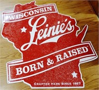 Leinenkugel's Beer Die-Cut Wisconsin Tin Sign