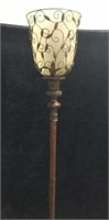 Metal Floor Lamp - With Ornate Glass Shade