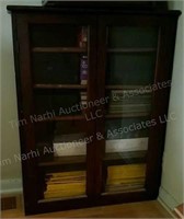 Small glass front wood cabinet