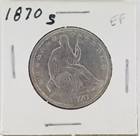 1870-S EF SEATED LIBERTY SILVER HALF DOLLAR