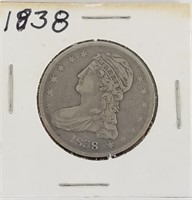 1838 CAPPED BUST SILVER HALF DOLLAR