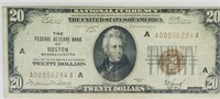 1929 $20 BROWN SEAL MASSACHUSSETS RESERVE BANK