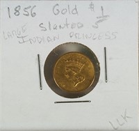 1856 SLANTED 5 GOLD INDIAN PRINCESS $1