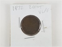 1872 2 CENT VG/F RARE DATE COIN