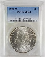 1885 O PCGS MS64 MORGAN SILVER DOLLAR COIN