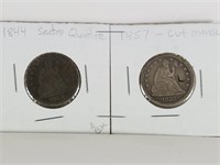 1844 1857 SEATED LIBERTY SILVER QUARTERS
