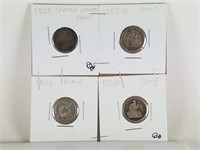 4PC SEATED LIBERTY SILVER DIME LOT
