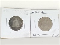 1853 1861 SEATED LIBERTY SILVER COIN LOT