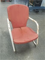 VINTAGE METAL OUTDOOR PATIO CHAIR RED
