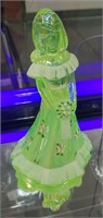 FENTON VASELINE GLASS ARTIST SIGNED PAINTED GIRL