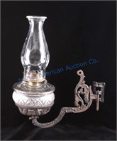 Antique Cast Iron Kerosene Sconce Bracket Lamp