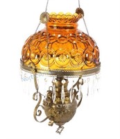 Early Brass Hanging Miller Kerosene Lamp c. 1892-