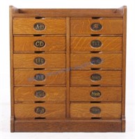 Early Ambergs Twelve Drawer Filing Cabinet