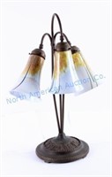 Art Nouveau Bronze Art Glass Steuben Table Lamp