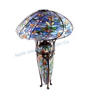 Antique Tiffany Style Butterfly Bamboo Table Lamp