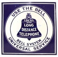 Bell System Telephone Porcelain Flange Sign