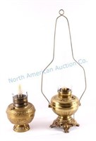 Antique Brass Lamp Pair