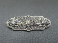 Vintage Filigree Broach Pin - 10k Gold