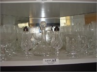 Assortment of Glass, Waterford Decanter & Salt &