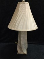 Unique White Pearl Color Table Lamp, Shade is in