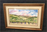 Large Signed & Framed Water Color of Winery
