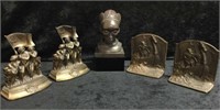 Indian Head (Heavy), 2 Sets of Brass Book Ends (