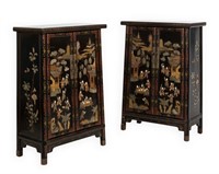 Pair Tapered Chinese LAcquer Cabinets