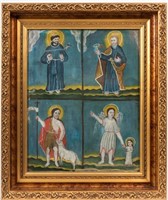 19th C Icon - Oil on Canvas