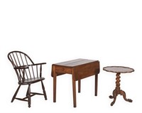 Primitive Drop Leaf Table, Windsor Chair and Table