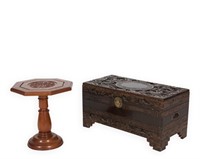Carved Chinese Chest and End Table